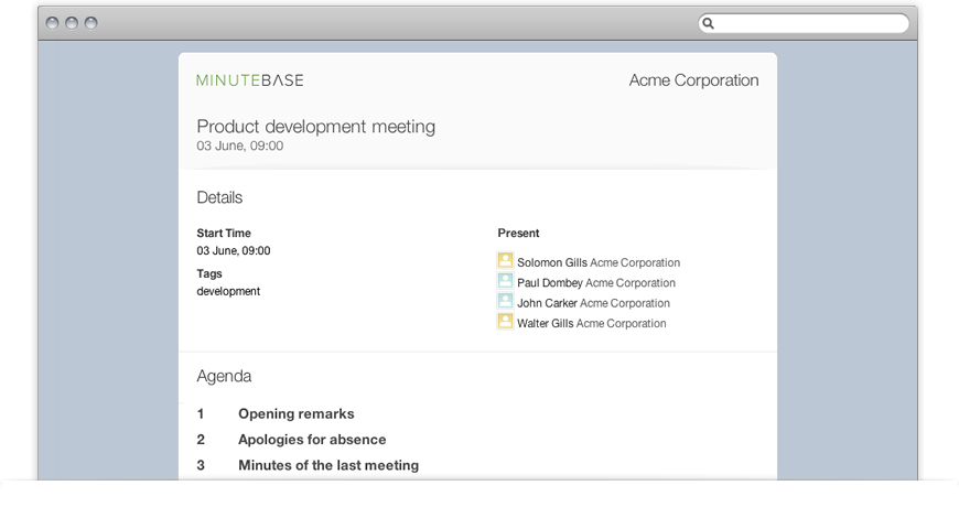 MinuteBase — Tour — Email — Meeting Collaboration Made Easy